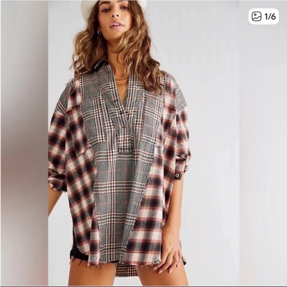 We The Free Tops - We The Free Checkered Button-Up Shirt - Red and Black size S